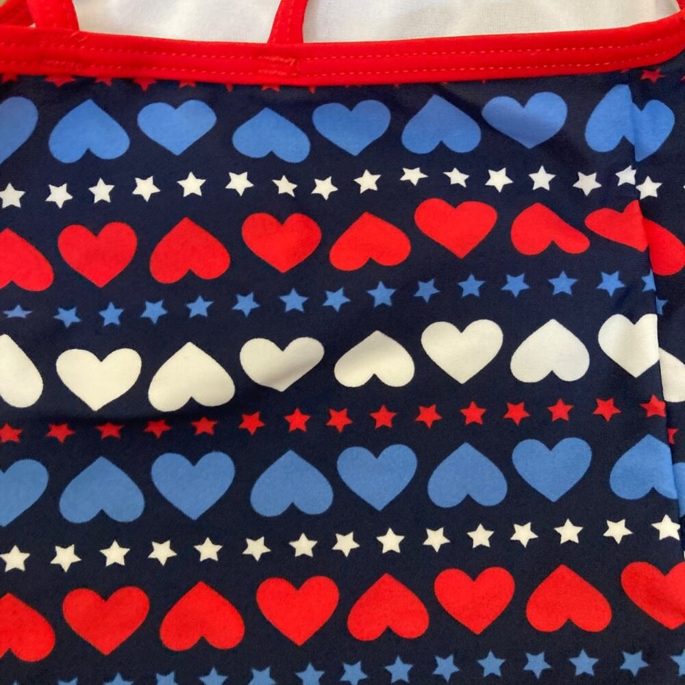 Carter's Tankini Baby Girl Toddler 12 months Red White Blue Hearts Swimsuit - Picture 4 of 6